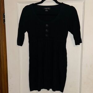 August Silk Black Tunic with Button Details
